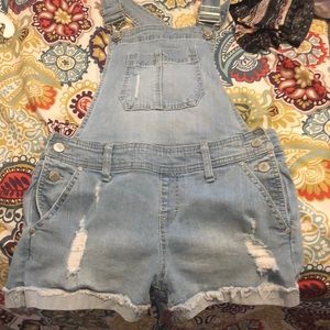 Denim short overalls